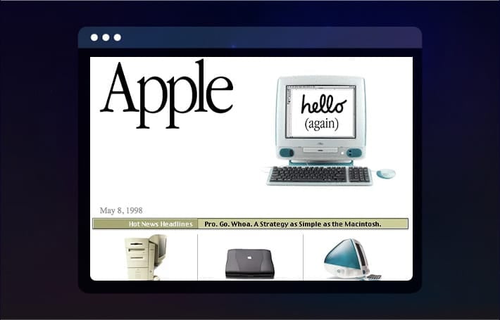 iMacs Displayed on the Apple Website in 1998