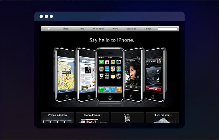 iPhones Displayed on the Apple Website in 2007